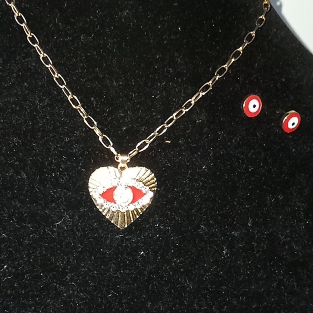 Mint collection Gold and Red Evil eye Jewelry set